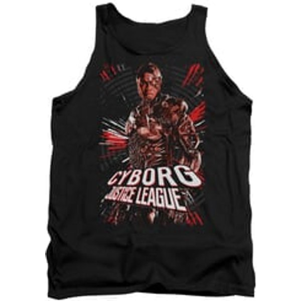 Justice League Movie Tank Top Cyborg Profile Black Tanktop