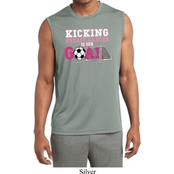 Kicking Breast Cancer is Our Goal Mens Sleeveless Moisture Wicking