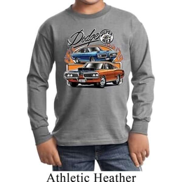 Kids Dodge Tee Blue and Orange Super Bee Youth Long Sleeve