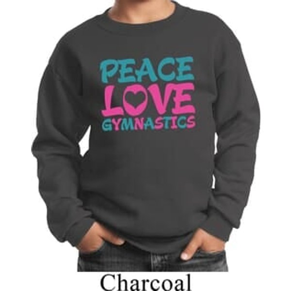 Kids Gymnast Sweatshirt Peace Love Gymnastics Sweat Shirt