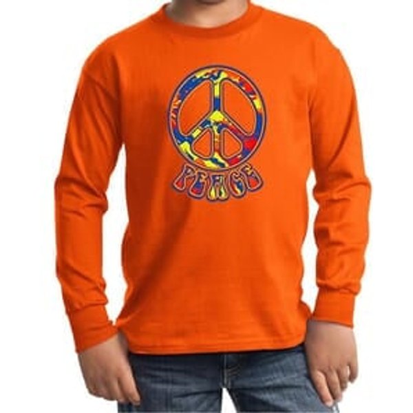 Kids Peace Shirt Funky Peace Long Sleeve Tee T-Shirt