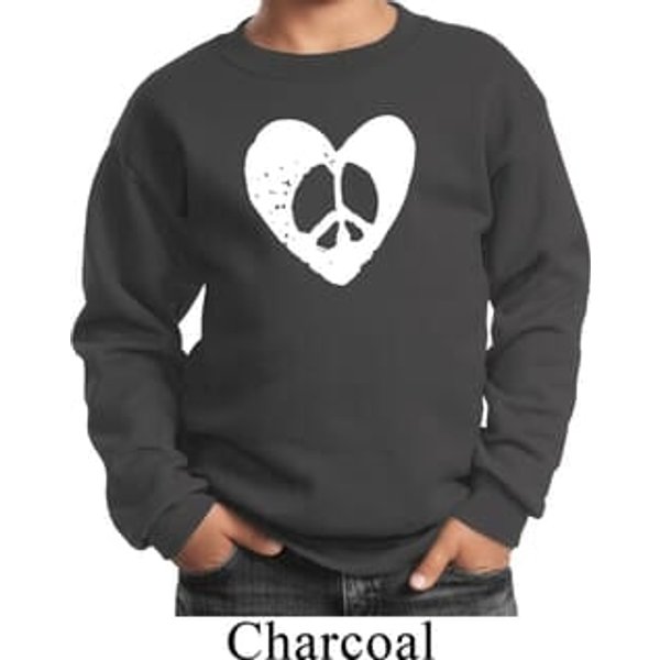 Kids Peace Sweatshirt Hippie Heart Peace Youth Sweat Shirt