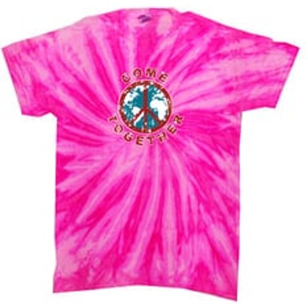 Kids Peace Tie Dye Shirt Come Together Bubblegum Twist Youth Tie Dye