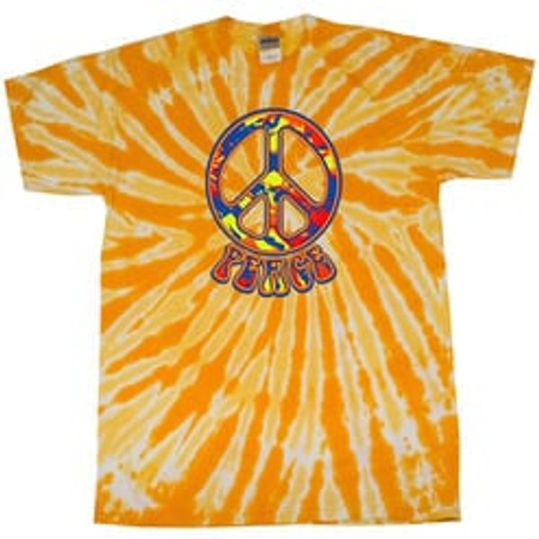 Kids Peace Tie Dye Shirt Funky Peace Gold Twist Youth Tie Dye