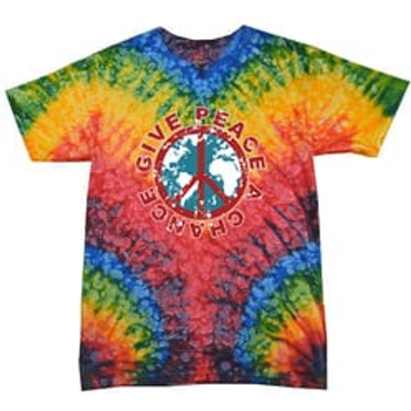 Kids Peace Tie Dye Shirt Give Peace A Chance Woodstock Youth Tie Dye