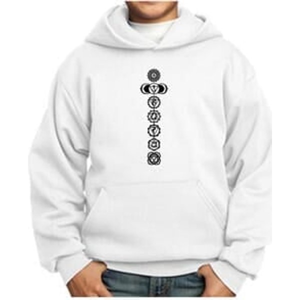 Kids Yoga Hoodie 7 Chakras Black Print Youth Hoody