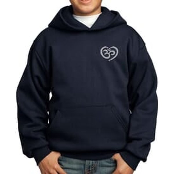 Kids Yoga Hoodie OM Heart Pocket Print Hoody