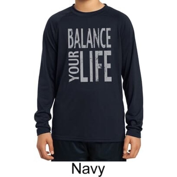 Kids Yoga Shirt Balance Your Life Dry Wicking Long Sleeve Tee T-Shirt