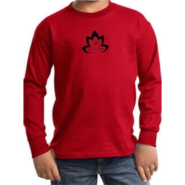 Kids Yoga Shirt Black Namaste Lotus Long Sleeve Tee T-Shirt
