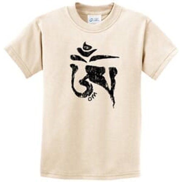 Kids Yoga Shirt Black Tibetan Om Tee T-Shirt