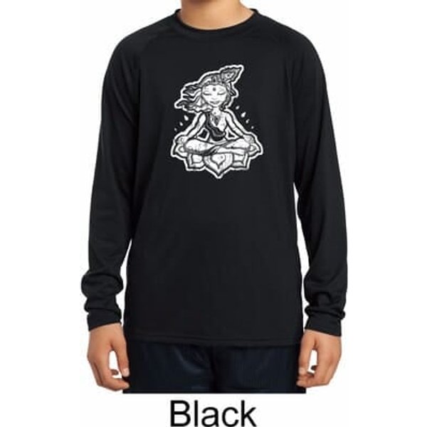 Kids Yoga Shirt Krishna Dry Wicking Long Sleeve Tee T-Shirt