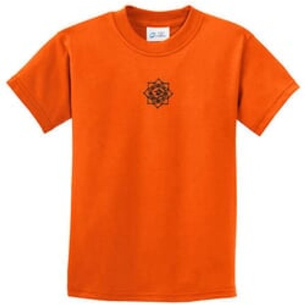 Kids Yoga Shirt Black Lotus OM Patch Small Print Tee T-Shirt