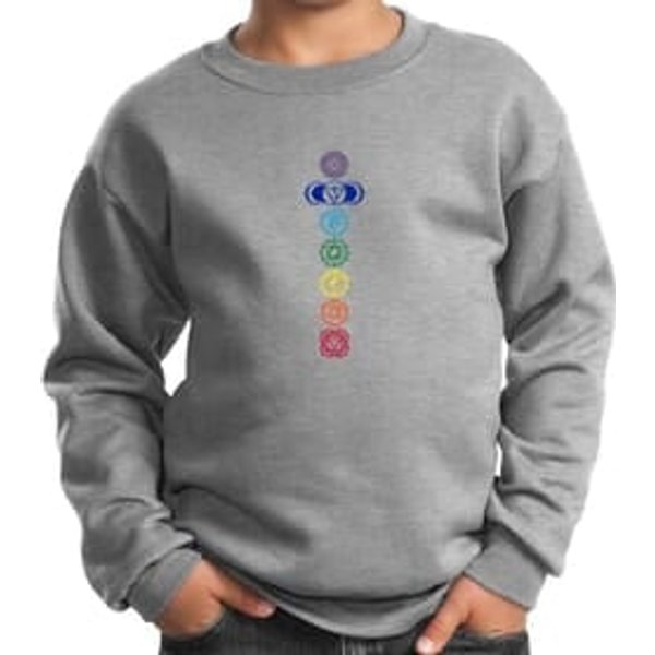 Kids Yoga Sweatshirt 7 Colored Chakras Youth Sweat Shirt