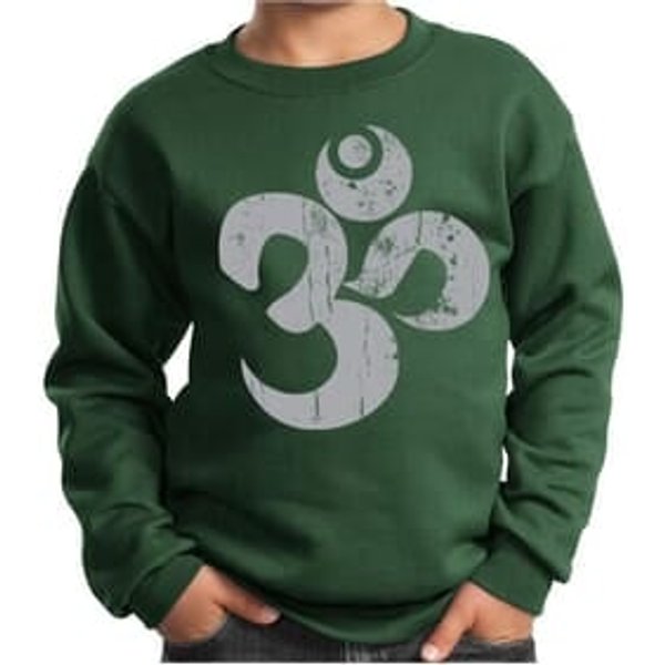 Kids Yoga Sweatshirt Grey Distressed OM Sweat Shirt