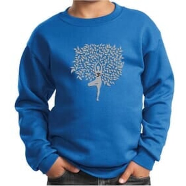Kids Yoga Sweatshirt Grey Tree Pose Sweat Shirt