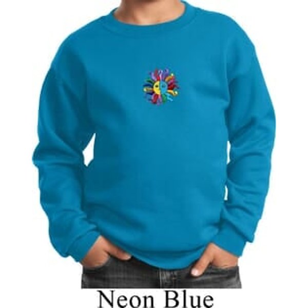 Kids Yoga Sweatshirt Hippie Sun Patch Middle Print Sweat Shirt