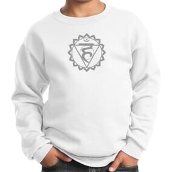 Kids Yoga Sweatshirt Vishuddha Chakra Meditation Youth Sweatshirt