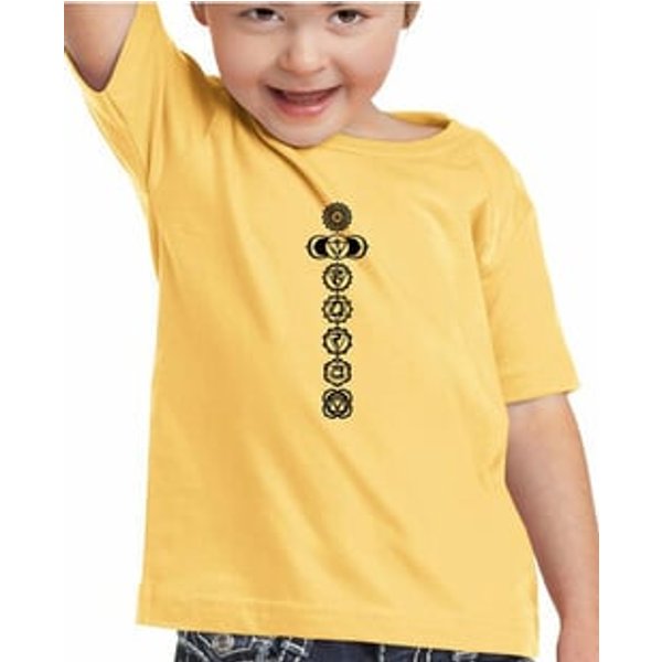 Kids Yoga T-shirt 7 Chakras Black Print Toddler Tee