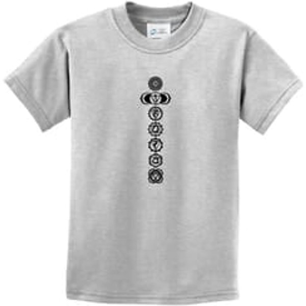 Kids Yoga T-shirt 7 Chakras Black Print Youth Tee