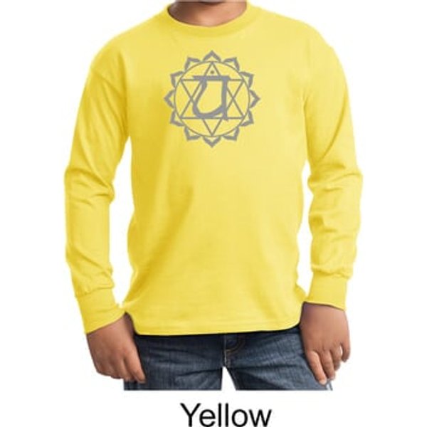 Kids Yoga T-shirt Anahata Heart Chakra Youth Long Sleeve Shirt
