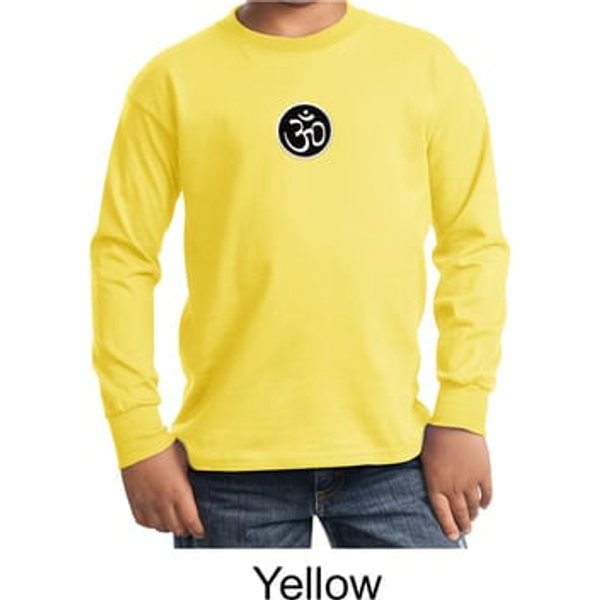 Kids Yoga T-shirt Aum Patch Sanskrit Youth Long Sleeve Shirt