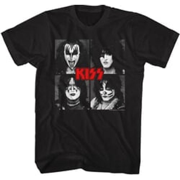 KISS Four Squares Glam Rock T-shirt - Black