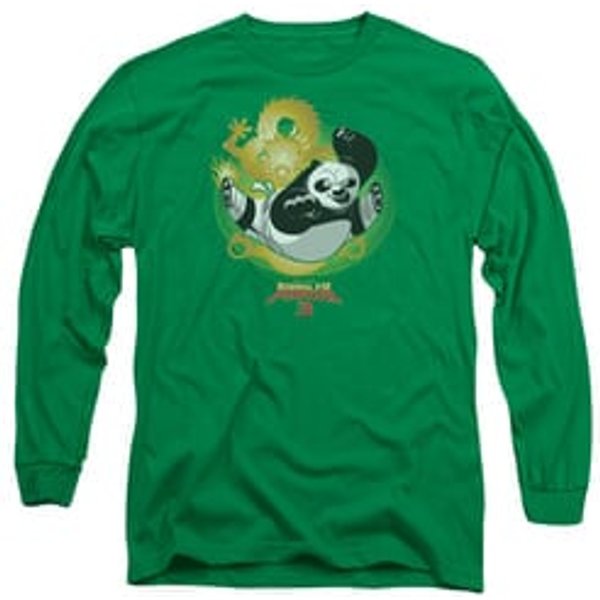 Kung Fu Panda 3 Long Sleeve Shirt Drago Po Kelly Green Tee T-Shirt