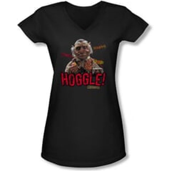 Labyrinth Shirt Juniors V Neck Hoggle Black Tee T-Shirt