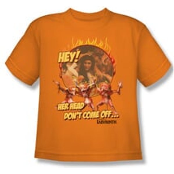 Labyrinth Shirt Kids Head Don't Come Off Orange Youth Tee T-Shirt