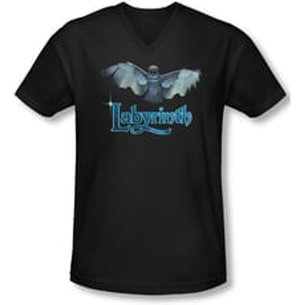 Labyrinth Shirt Slim Fit V Neck Title Sequence Black Tee T-Shirt