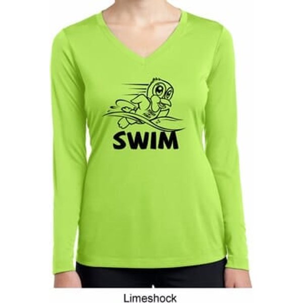 Ladies Black Penguin Power Swim Dry Wicking Long Sleeve