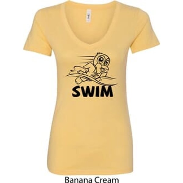 Ladies Black Penguin Power Swim V-Neck Shirt