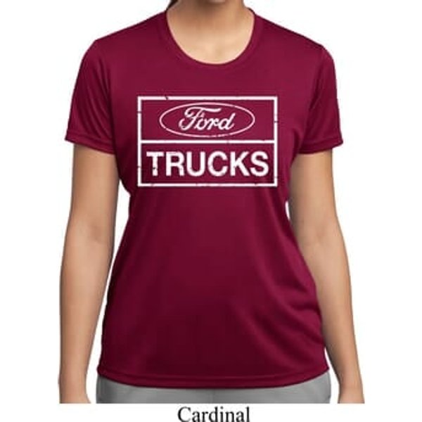 Ladies Distressed Ford Trucks Moisture Wicking Shirt