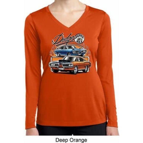 Ladies Dodge Blue and Orange Super Bee Dry Wicking Long Sleeve