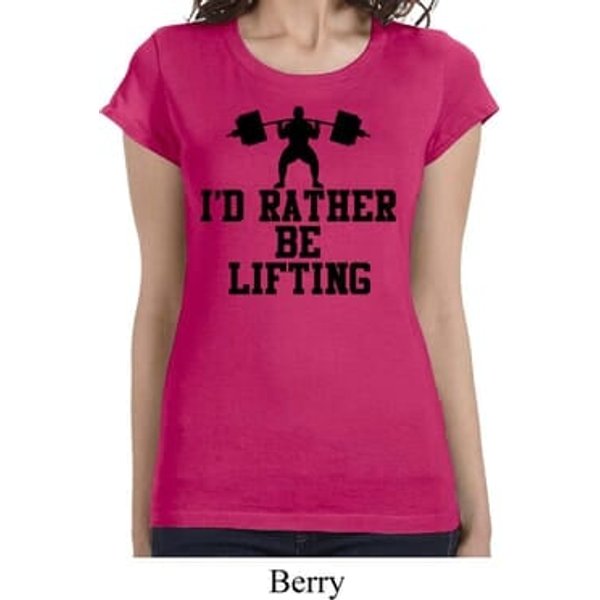 Ladies Fitness Shirt I Rather Be Lifting Longer Length Tee T-Shirt