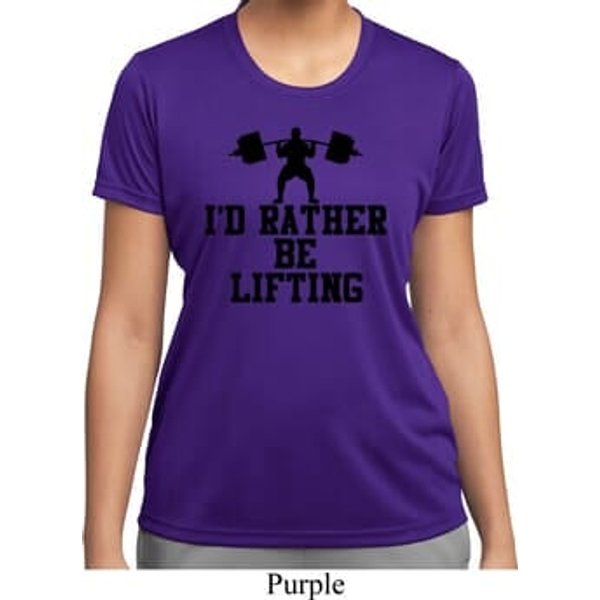 Ladies Fitness Shirt I Rather Be Lifting Moisture Wicking Tee T-Shirt