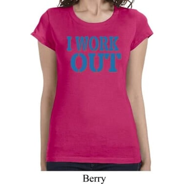 Ladies Fitness Shirt I Work Out Longer Length Tee T-Shirt