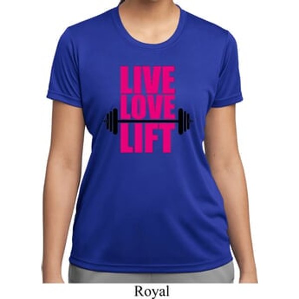 Ladies Fitness Shirt Live Love Lift Moisture Wicking Tee T-Shirt