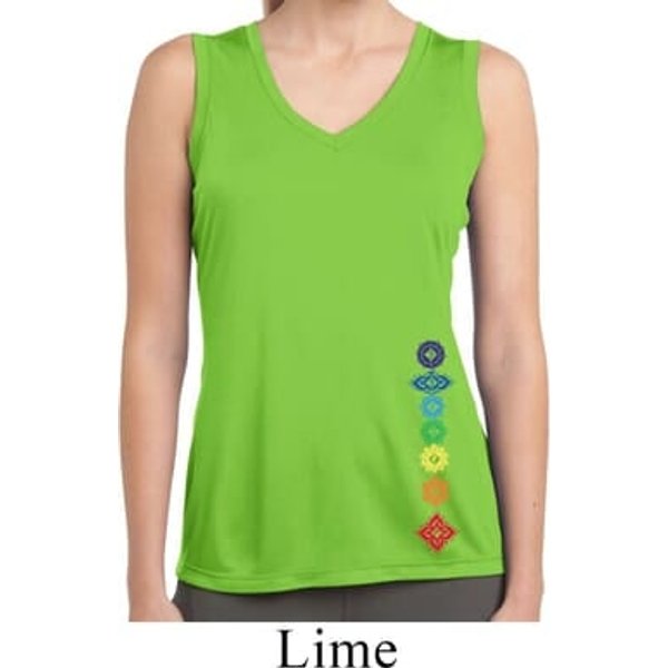 Ladies Floral Chakras Bottom Print Sleeveless Moisture Wicking Tee
