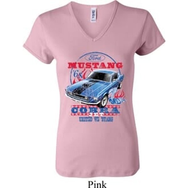 Ladies Ford Shirt 1968 Cobra Jet V-neck Shirt