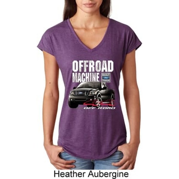 Ladies Ford Shirt F-150 4X4 Off Road Machine Tri Blend V-Neck Shirt