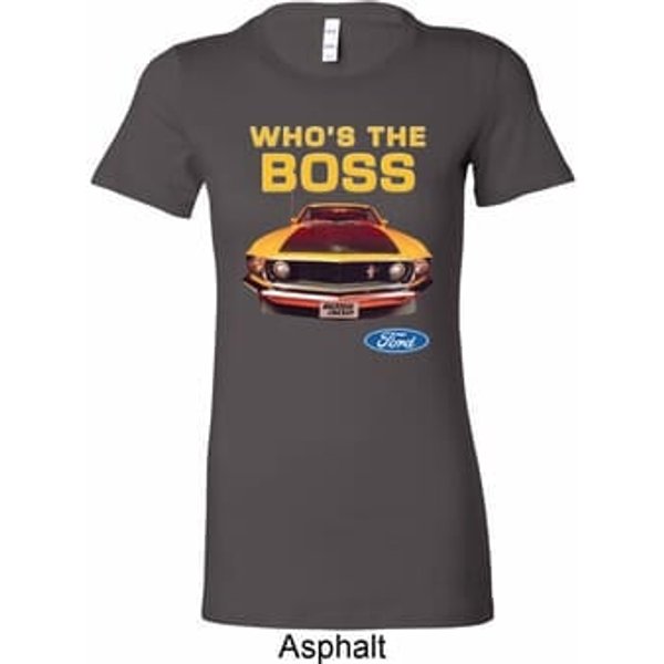 Ladies Ford Shirt Mustang Who's The Boss Longer Length Shirt