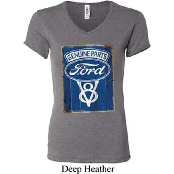 Ladies Ford Shirt V8 Genuine Ford Parts V-neck Tee T-Shirt