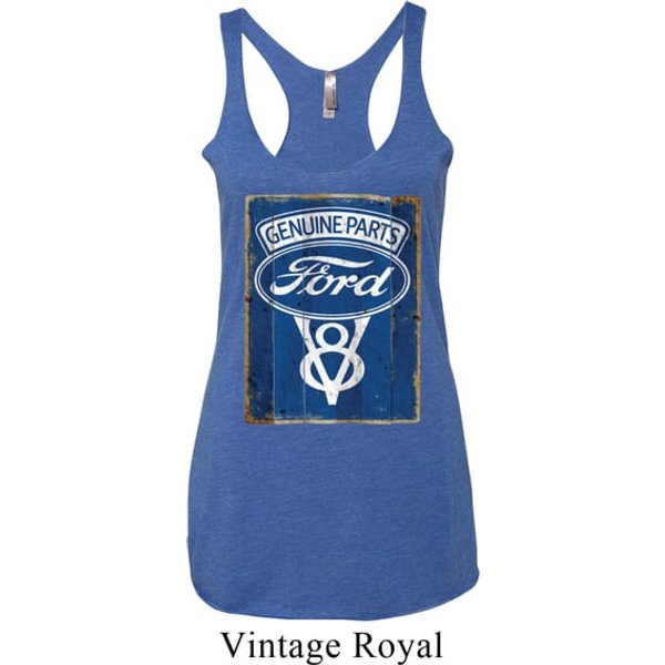 Ladies Ford Tanktop V8 Genuine Ford Parts Tri Blend Racerback Tank Top