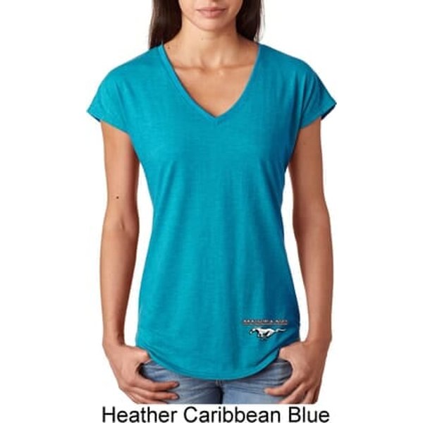 Ladies Ford Tee Mustang Bottom Print Tri Blend V-neck