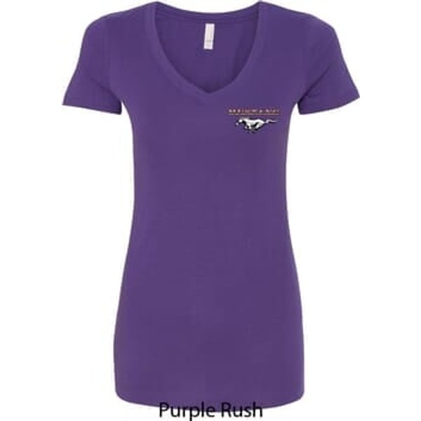 Ladies Ford Tee Mustang Pocket Print V-neck Shirt
