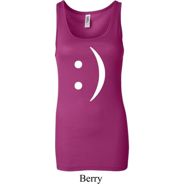 Ladies Funny Tanktop Smiley Chat Face Longer Length Tank Top