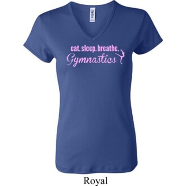 Ladies Gymnast Shirt Eat Sleep Breathe Gymnastics V-neck Tee T-Shirt