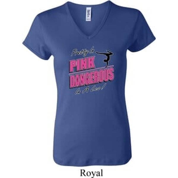 Ladies Gymnastics Shirt Pretty in Pink V-neck Tee T-Shirt