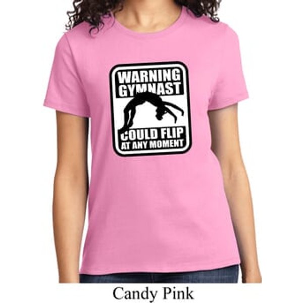 Ladies Gymnastics Shirt Warning Gymnast Could Flip Tee T-Shirt